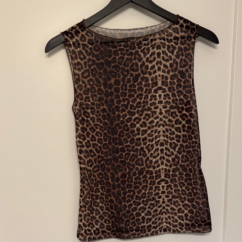 Leopard Print Sleeveless Top - sheer